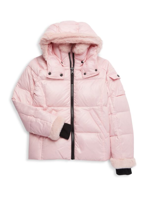 S13 Girl's Faux Fur Trim Down Puffer Jacket